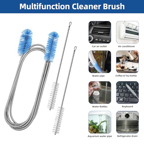 Flexible Drain Brush, 73 Inch Long Double Ended Hose Pipe Cleaners and 4 Pack 8 Inch Straw Cleaner Brush, Pipe Cleaner Brush for Cleaning, 2 Pack 73 Inch Long Tube Cleaning Brush