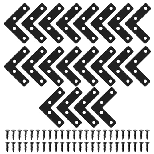 Litoexpe 20 Pcs Black L-Shape Angle Bracket 50mm - size: 2" x 2", style: L Shape
