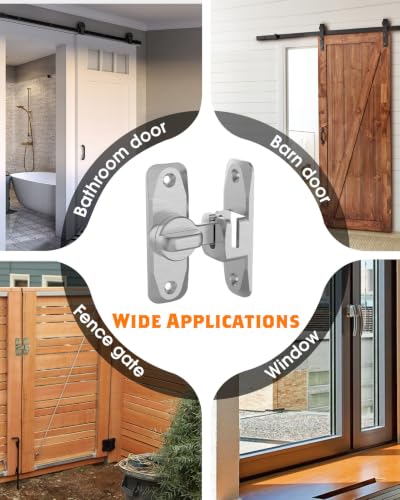 90/180 Degree Barn Door Latch Lock with Spacer, Silver, 2 Pack - color: Silver-2Pcs