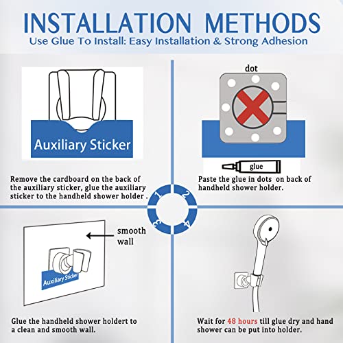 YDmeet Shower Head Holder, Adjustable Handheld Brass Shower Head Bracket, Wall Mount Holder, Drill Free Glue Installation (Polished Chrome) - color: Chrome