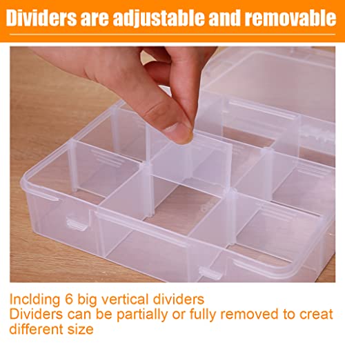 2 Pcs 9 Grids Clear Organizer Box Plastic Storage Container with Adjustable Dividers for Electronics Jewelry Beads Art DIY Crafts Fishing Small Parts - color: 2 Pcs 9 Grids