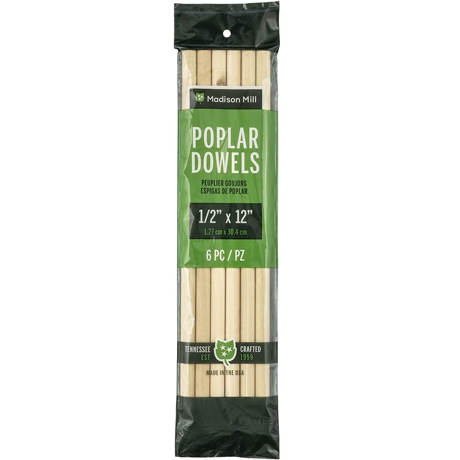 Round Wooden Dowel Rod 1/2" x 12" (6-Pack) - size: 1/2" x 12" (6pk)
