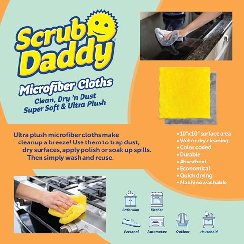 Scrub Daddy Household Cleaning + BBQ Bundle - BBQ Daddy Bristle Free Grill Brush - 2 Microfiber Cleaning Towels - All Purpose Cleaner PowerPaste Cleaning Paste + Scrub Mommy Sponge - style: Microfiber BBQ Bundle