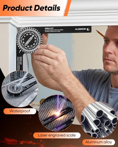 Saker Miter Saw Protractor 7-Inch Aluminum Protractor Angle Finder Black - style: 1 Pack