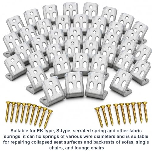 NEWHOOK 50pc Upholstery Spring Clips Kit, Couch Sofa Repair with Screws