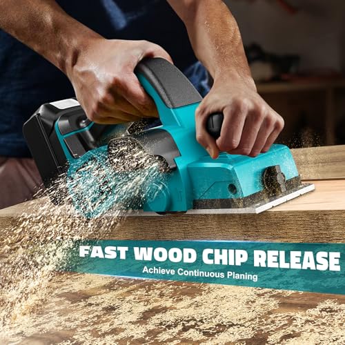MtiolHig Cordless Planer Compatible with Makita 18V Battery,Tool Only - color: Blue