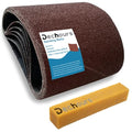 8" x 19" Sanding Belts, 10 Pack Assorted 40/60/80/100/120 Grit with Cleaning Stick – Aluminum Oxide Drum Sander Sandpaper for EZ-8, Hardwood Floor Refinishing & Wood Surface Prep