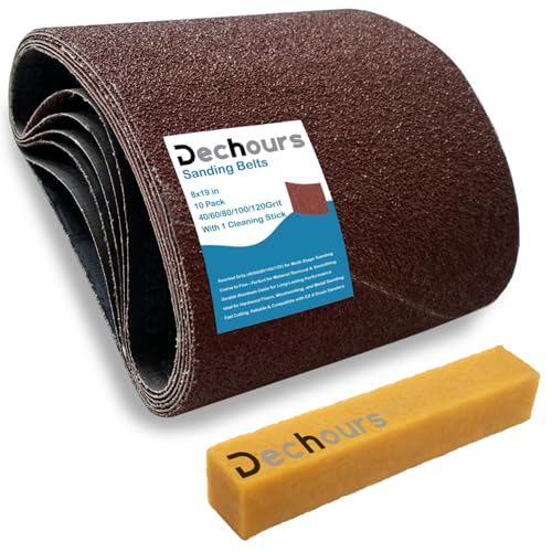 8" x 19" Sanding Belts, 10 Pack Assorted 40/60/80/100/120 Grit with Cleaning Stick – Aluminum Oxide Drum Sander Sandpaper for EZ-8, Hardwood Floor Refinishing & Wood Surface Prep