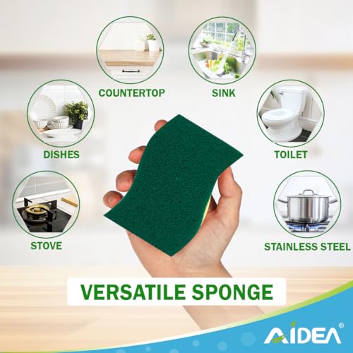 AIDEA Sponges Kitchen, Heavy-Duty Scrub Sponge, 12Count, Sponges for Dishes - color: Light-green