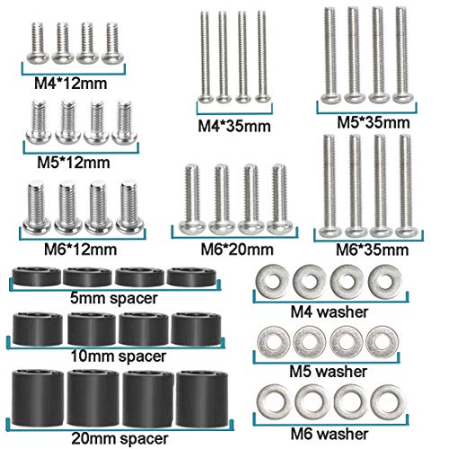 Universal TV Mounting Hardware，Stainless Steel304 TV Mount Screw, Pack Contains M4, M5, M6, TV Screws Washers and Spacers - Works with VESA Wall TV Mount or Monitor Mounting