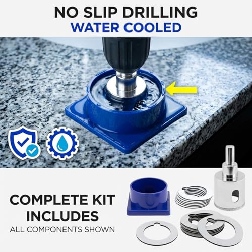 Drilax 1-3/8 Inch Diamond Hole Saw Kit with Water Guide for Countertops - size: 1-3/8 inch