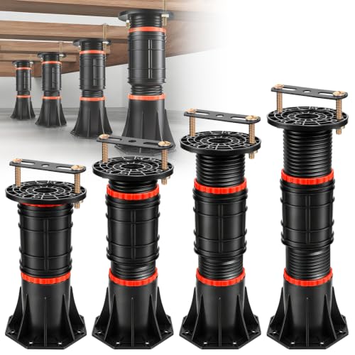 LOSCHEN 4 PCS Adjustable Bed Support Legs with Metal Fixing Accessories, 8.4-13.5 Inch，Heavy Duty Bed Frame Support Feet,Bed Support Reinforcement Parts Bed Slats Support Leg Bed Replacement Legs - size: 8.4-13.5 inch (4pcs)
