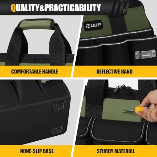 UUP 18" Large Tool Bag, Heavy Duty Spacious Carry Tool Box Organizer, Green - color: Green, size: 18 Inch