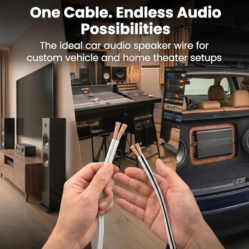 GEARit 12 Gauge Speaker Wire 100FT, 12/2 CCA Cable for Home Theater - color: White, size: 12AWG / 100 Feet