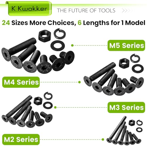 1700Pcs M2 M3 M4 M5 Hex Socket Flat Head Screws Assortment Kit - size: C. M2 M3 M4 M5