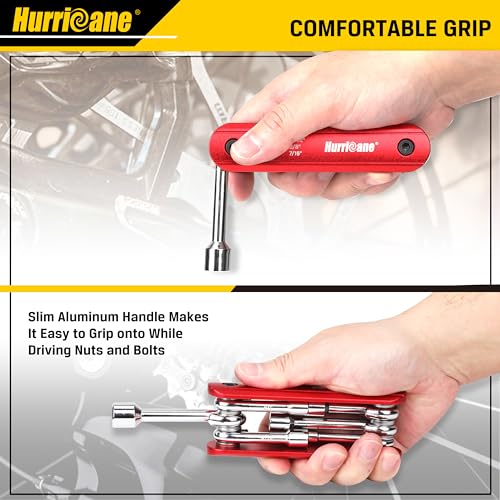 HURRICANE 6 in 1 Folding Nut Driver Set SAE, Hex Nut Driver Set, Cr-V Steel Shank. Premium Portable Premium Aluminum Handle. Easy to Carry Out, 3/16, 1/4, 5/16, 11/32, 3/8, 7/16 inch - size: 4.8mm, 6.4mm, 7.9mm, 8.7mm, 9.5mm, 11.1mm