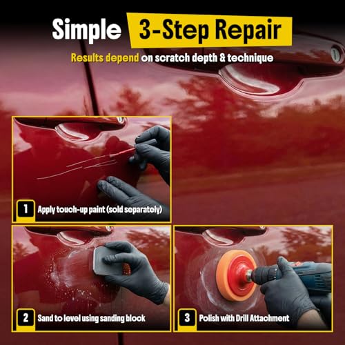 Carfidant Scratch and Swirl Remover - Car Scratch Remover for Vehicles Paint - Polishing Compound for Cars - Paint Restorer Kit with Pad, Microfiber and Sanding Block - style: Scratch Remover Kit with Sanding Block