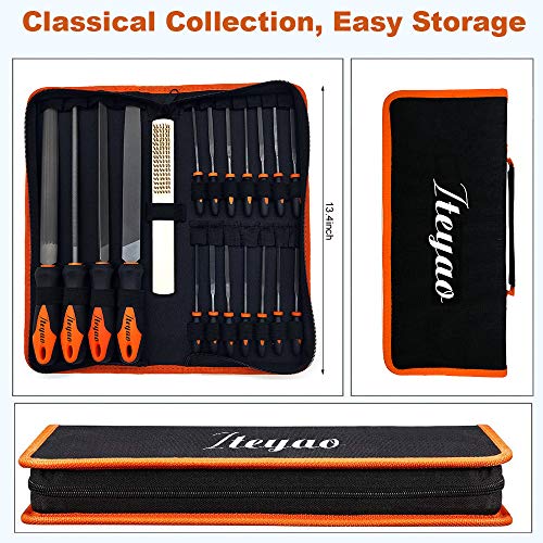 19pcs Metal File Set With Portable Case - T12 Drop Forged Alloy Steel Hand Tool Set With Handle Rasp for Metalwork