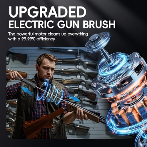 Electric Gun Cleaning Kit Brush Universal Supply for Rifle Handgun Shotgun Pistol Cleaning Brush with Rechargeable Battery, All Calibers and Portable Brush Gun Accessories Gift for Men