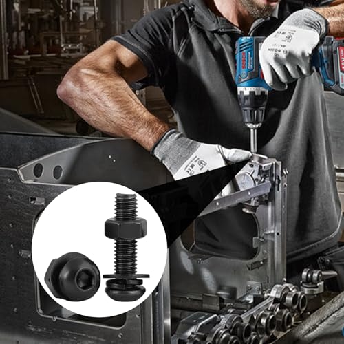 20 PCS M6*20 Cup Head Nuts and Bolts, Hex Head Bolt, Furniture Spare Parts, Crib Bolts Replacement Kit, Fully Threaded, Black Oxide Furniture Screws Connector for Chair Furniture Cots Beds - size: M6*20