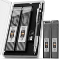 Nicpro 2mm Welder Mechanical Pencil Set with 24PCS Silver Refills, 2mm Metal Lead Holder, Carpenter Pencil with Sharpener for Welding, Cutting, Woodworking, Metals Alloys Wood Leather Material