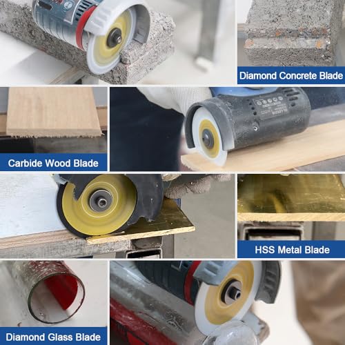 HIGHDRIL 3" 75mm Circular Saw Blade Set 4pcs - Diamond/HSS/Carbide Cutting Disc for Angle Grinder Cutting Soft Metal Copper Aluminum Granite Tile Marble Granite Plastic Wood Glass - size: MIX 5
