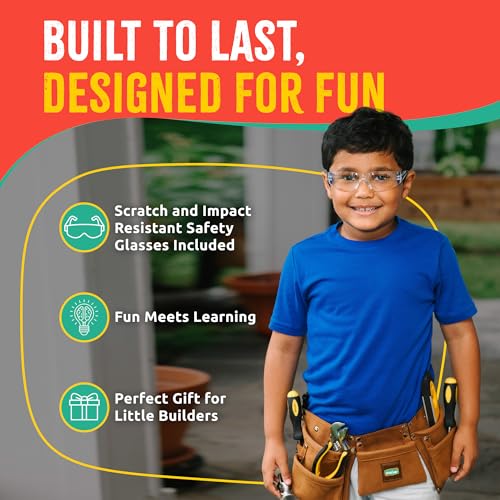 Sparkjump Kids Brown Tool Belt, Adjustable Tool Belt for Toddlers and Kids - color: Brown Tool Belt