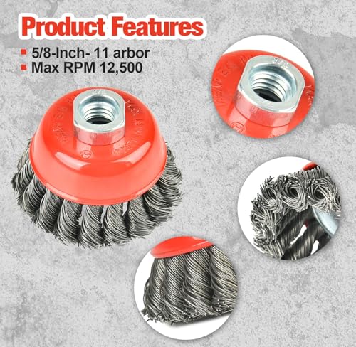 AAIN 20 Pack Wire Wheel Cup Brush, 3 Inch Twisted Knotted Wheel Brush - size: 20 pack, style: 3 Inch Knotted Cup Brush