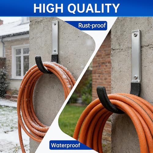 GeeWatom Heavy Duty Steel Garage Hooks,Garage Storage Utility Hooks,Heavy Duty Garage Garden Tool Organizer,Steel Wall Mount Hooks, Garden Hose Hanger, Black U Hooks (Dark Brown-4PC) - color: Dark Brown-4PC