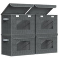 Univivi Fabric Foldable Storage Boxes with Lids, 4 Pack, Black - color: Black
