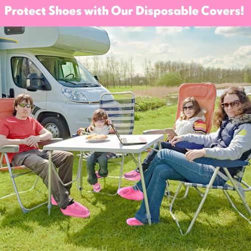 Vabean 1000 Pcs Disposable Shoe Covers Non Slip Dust Proof Boot Cover, Pink - color: Pink