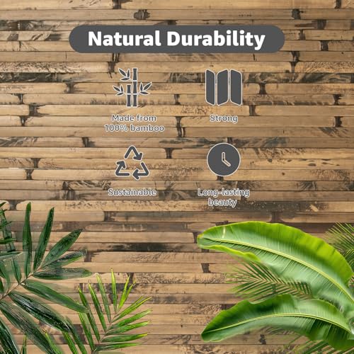 Art3d 48 x 96 in Pole Wrap Natural Bamboo Wall Panel, 2-Pack, Dark Burned - color: Dark Burned, size: 2-48 inches x 96 inches