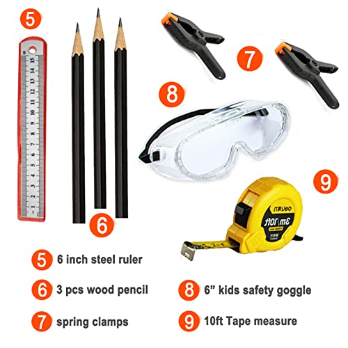 Kids Real 20Pcs Construction Tool Set with Blue Toolbox and Protective Clothing, Beginner Woodworking Tool Set, Educational Gift - size: 20 PCS