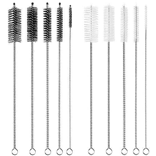 Straw Cleaner Brush Extra Long 12 inch, 10 PCS Straw Cleaner Brush Bristles Diameter (4+8+10+12+16mm) for Cleaning Straws, Pipe, Sippy Cup and Bottle - size: 12 inches