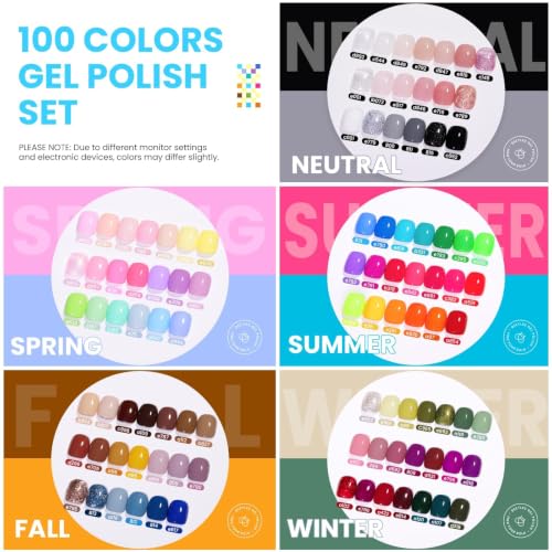 Beetles 110 PCS Gel Nail Polish Set, Fall Gel Polish Kit 100 Colors - color: Infinite Inspiration - 100 Colors (110 Pcs)