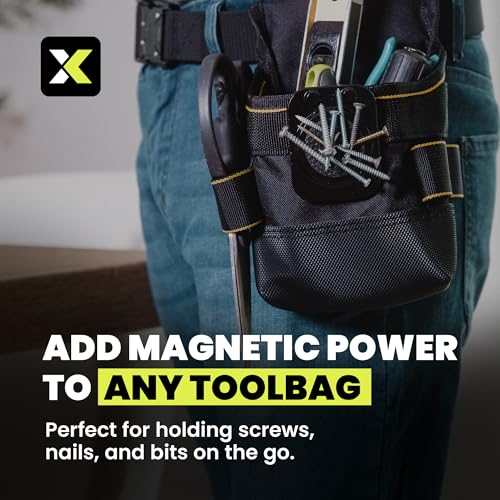 Magnetic Tool Holder - Strong Clip-On Belt Magnet Holster for Screws, Nails, Drill Bits, Hammer, Sockets, Pliers, Screw Drivers, Trowel, Wrench, or Any Magnetic Tools