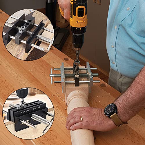 Self Centering Dowel Jig Kit Wide Capacity Drill Guide - color: Black Wide Capacity
