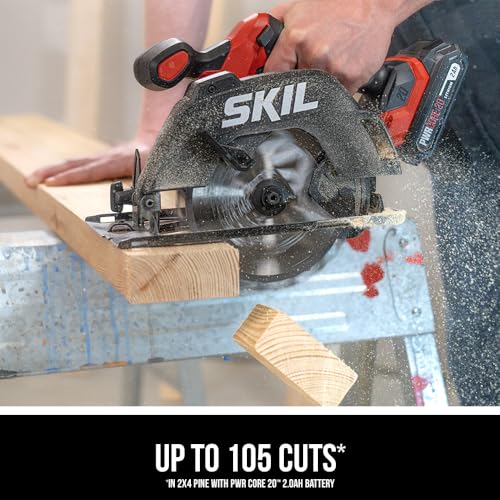 SKIL PWR CORE 20 Brushless 20V 6-1/2-Inch Cordless Compact Circular Saw Kit for Wood Cutting, Includes 2.0Ah Battery and Charger - CR6413B-11 - style: 6-1/2 In. Brushless Circular Saw Kit