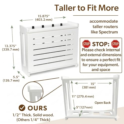 WiFi Router Storage Cabinet Router Box Hider WiFi Box Hider Shelf Cover - color: White