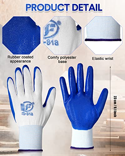 Nuogo 24 Pairs Gardening Gloves for Men Women Rubber Coated Landscaping Work Gloves Safety Work Construction - color: Black, Blue