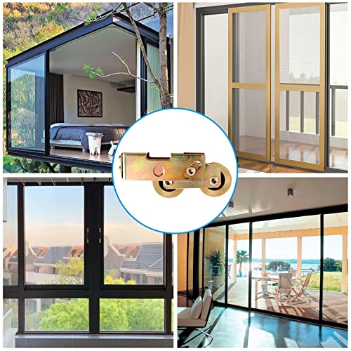 Huazu Sliding Patio Door Tandem Roller Assembly - 1-1/4 Inch Steel Ball Bearing, Replacement Rollers for Sliding Glass Doors, Screen Doors, Gates, and Windows (2 Pack)