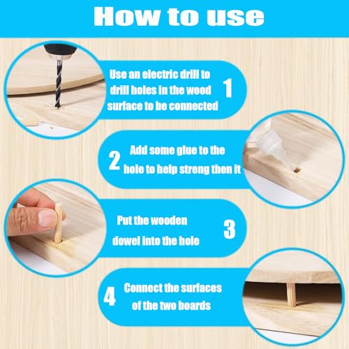 284Pcs 8-Size Wood Dowels Kit with 3 Drill Bits for Woodworking