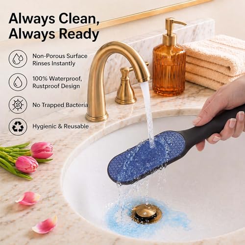 ForPro Nano Glass Foot File Callus Remover, Double-Sided Foot Scrubber for Cracked Heels & Dead Skin, Professional Pedicure Tool for Wet/Dry Use, Ergonomic Handle, Hygienic & Long Lasting
