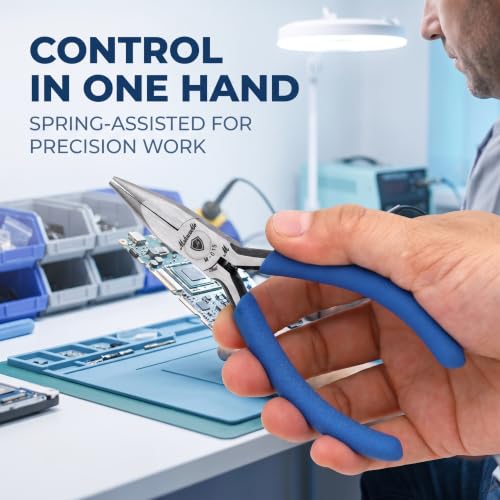 Smooth Jaw Needle Nose Pliers, mshandto 4.8" Non-Serrated High Carbon Steel Long Nose Pliers for Jewelry Making, Wire Bending & Craft DIY, Electronics Repair, Object Grasping Precision Pliers - size: 4.8"-1Pack-Smooth Jaw