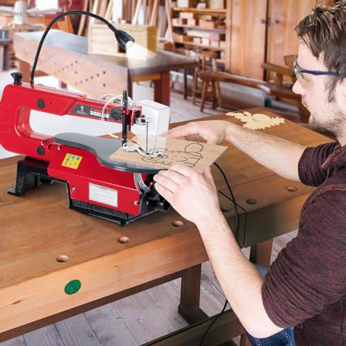 16-Inch Scroll Saw with Tilting Table and LED Light – Adjustable Speed for Wood, Acrylic, and Crafts - style: scroll saw with led