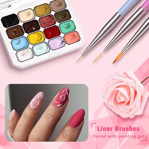 Ombre Gel Polish Palette,16Colors Pat Gel Paint Nail Art Kit Sponge Patting - color: 16 Colors H