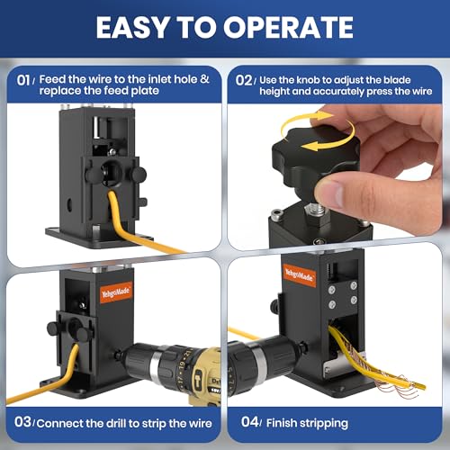Drill-Powered Wire Stripper Machine, 16AWG–300MCM