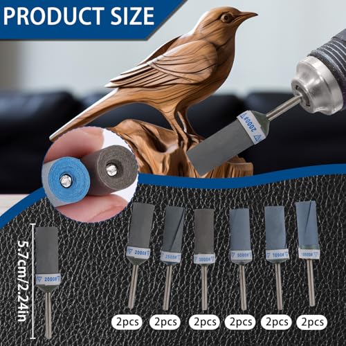 12pcs 2000-10000 Grit Sanding Drums for Dremel Rotary Tool | Rotary Tool Bits Sander Set Bands Mandrels for Wood Plastic Metal Grinding Polishing - style: 2000-10000 Grit
