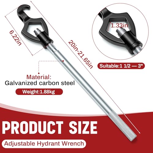Tandefio 1 Pcs Fire Hydrant Wrench, 1-1/2" to 3", Black - color: Black, size: 1-1/2" to 3"