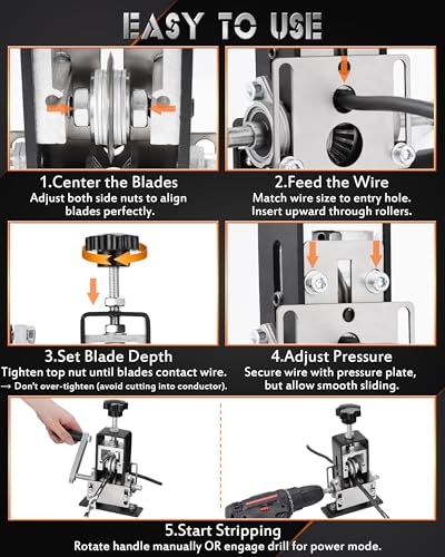 Manual Wire Stripping Machine, 2 IN 1 Drill-Powered/Hand Crank Wire Peeler Machine, For 0.06"-1"(1.5~25 mm) Scrap Copper, Wire Stripping Tool for DIY Cable Copper Recycling(Black)